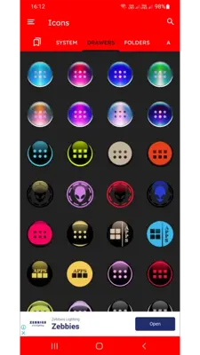 Colorful Pixel Glass Icon Pack Free android App screenshot 0